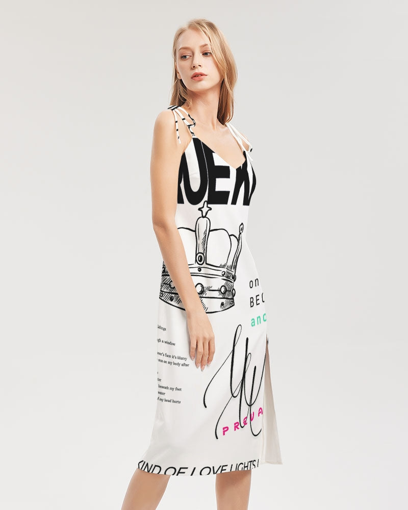 King Women's All-Over Print Tie Strap Split Dress