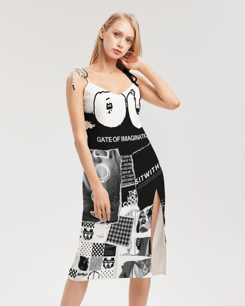 Loud Af Women's All-Over Print Tie Strap Split Dress