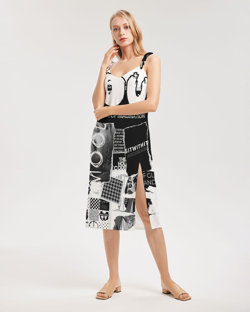 Loud Af Women's All-Over Print Tie Strap Split Dress