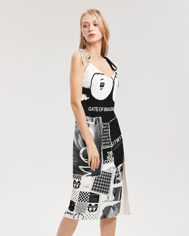 Loud Af Women's All-Over Print Tie Strap Split Dress