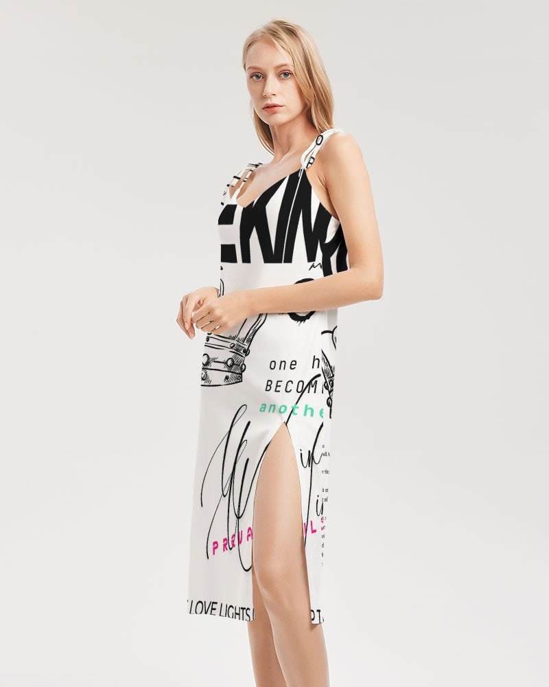 King Women's All-Over Print Tie Strap Split Dress