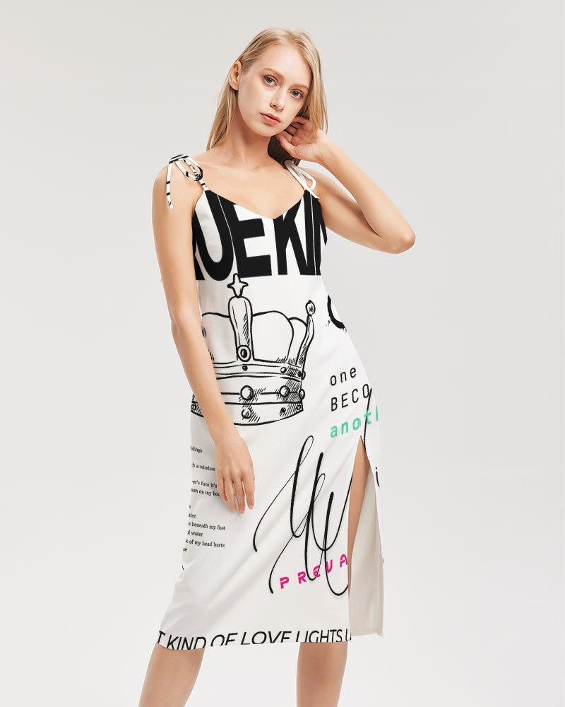 King Women's All-Over Print Tie Strap Split Dress
