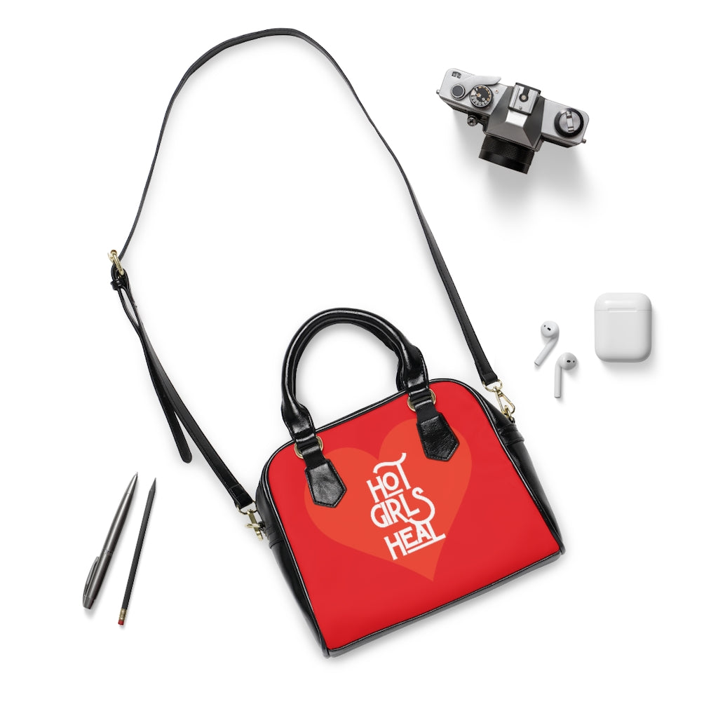 Hearts for the Hotties Vegan Leather Shoulder Handbag