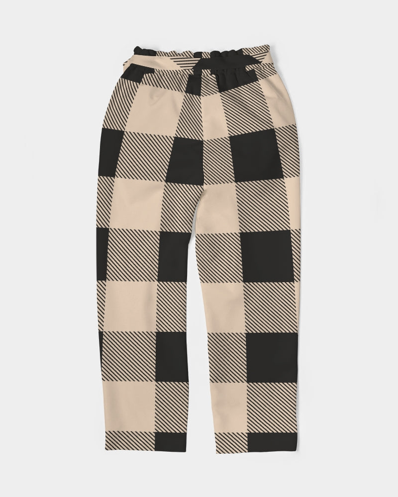 Plaid Print Skinny Belted Tapered Pants