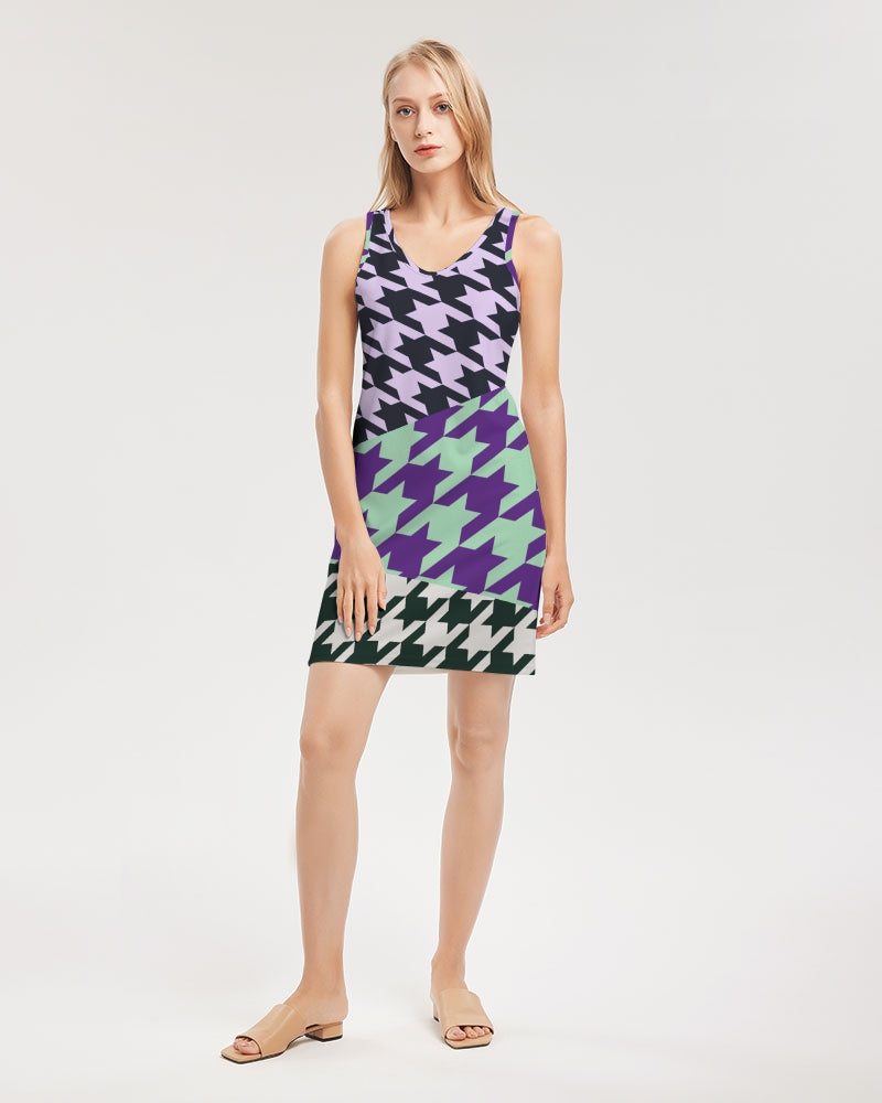 Here Rib Knit V Neck Mini Dress