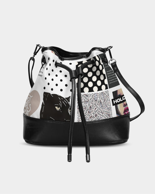 Patched Up Mini Drawstring Bucket Bag