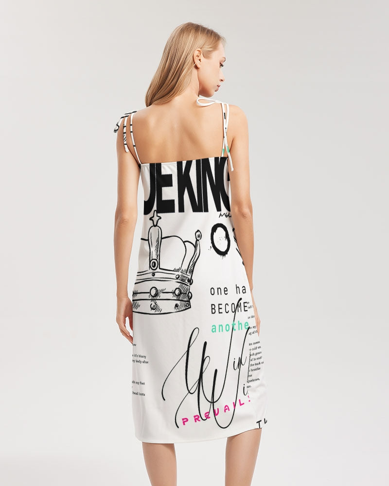 King Women's All-Over Print Tie Strap Split Dress