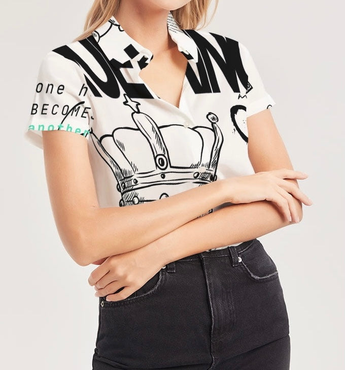 King Women's Short Sleeve Button Up