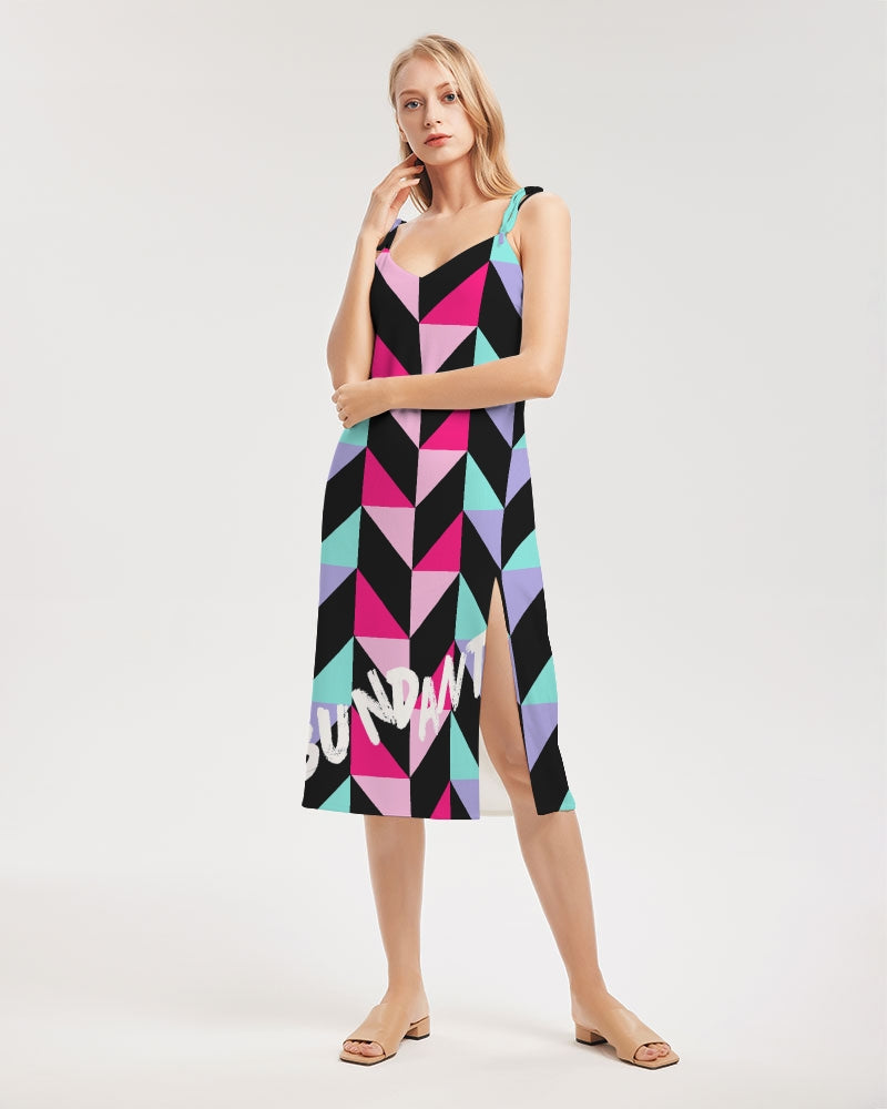 Flashing lights Women's Tie Strap Split Dress