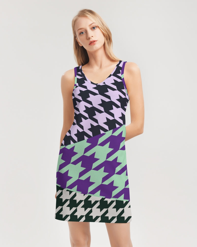 Here Rib Knit V Neck Mini Dress