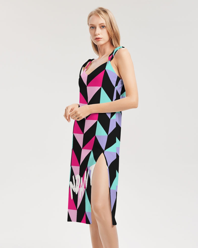 Flashing lights Women's Tie Strap Split Dress