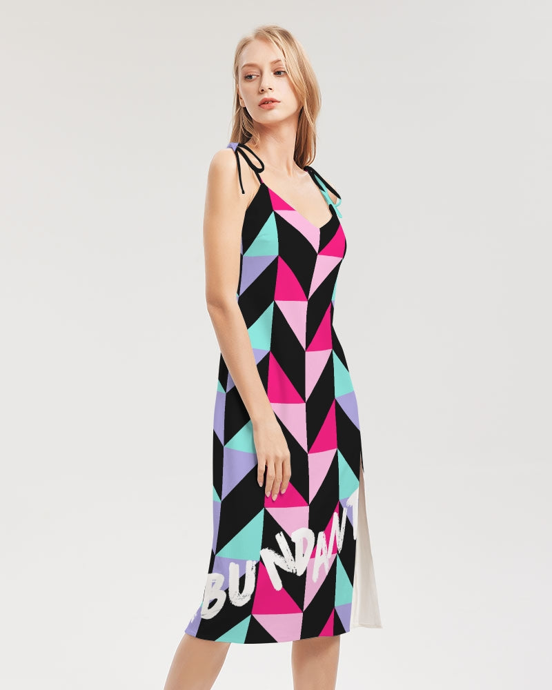 Flashing lights Women's Tie Strap Split Dress
