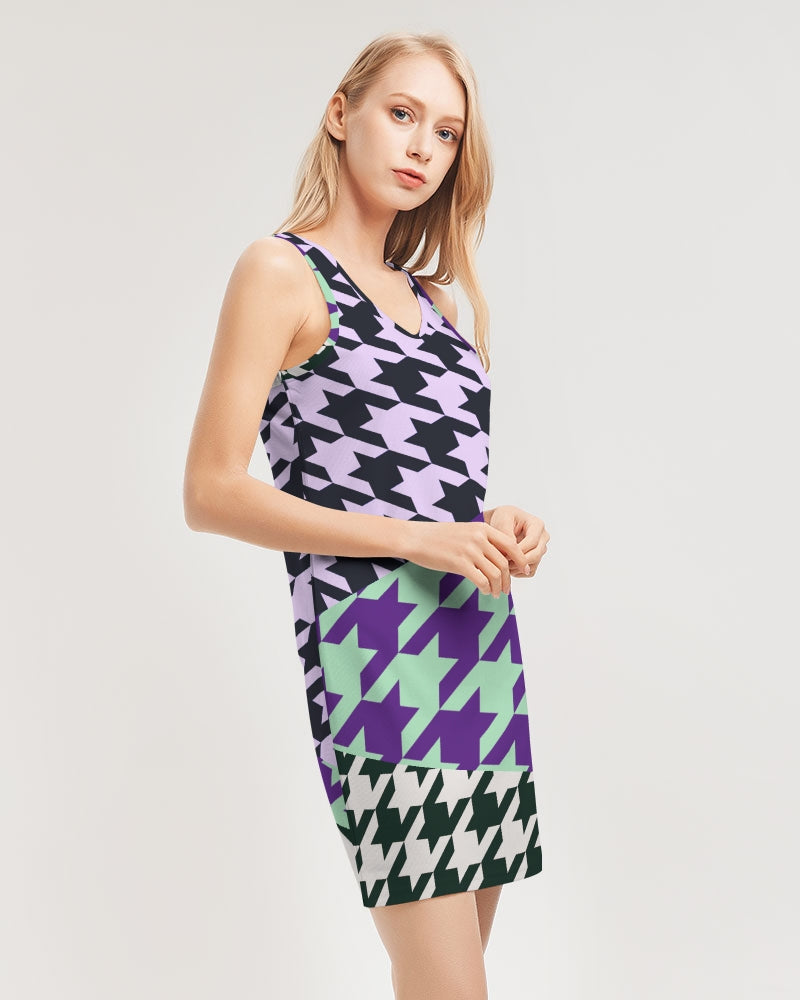 Here Rib Knit V Neck Mini Dress