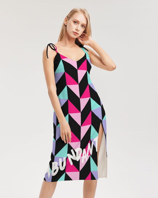 Flashing lights Women's Tie Strap Split Dress